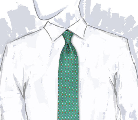 Printed Green Silk Motif Tie