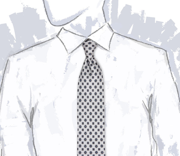 Grey Printed silk motif Tie