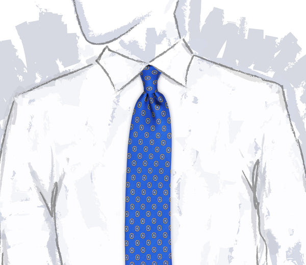 Printed Royal Blue Silk Motif Tie