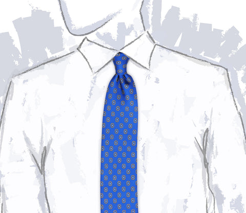 Printed Royal Blue Silk Motif Tie