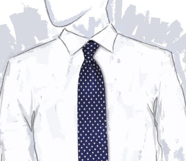Navy Blue Printed Tie