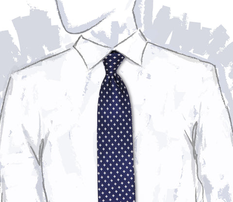Navy Blue Printed Tie