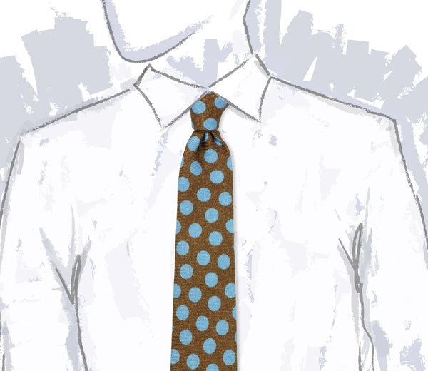 Brown with blue spots tie