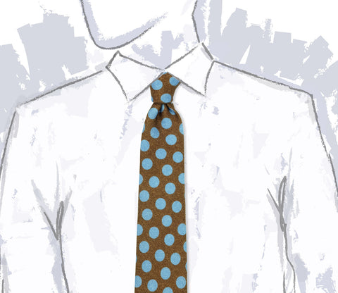 Brown with blue spots tie