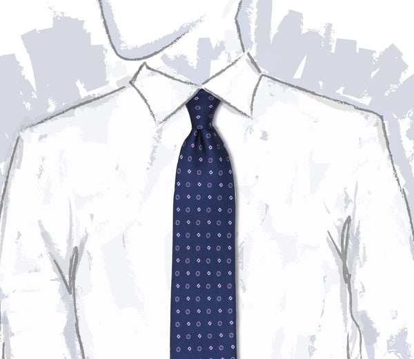 Printed Ink Blue Silk Motif Tie