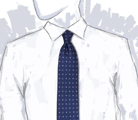 Printed Ink Blue Silk Motif Tie